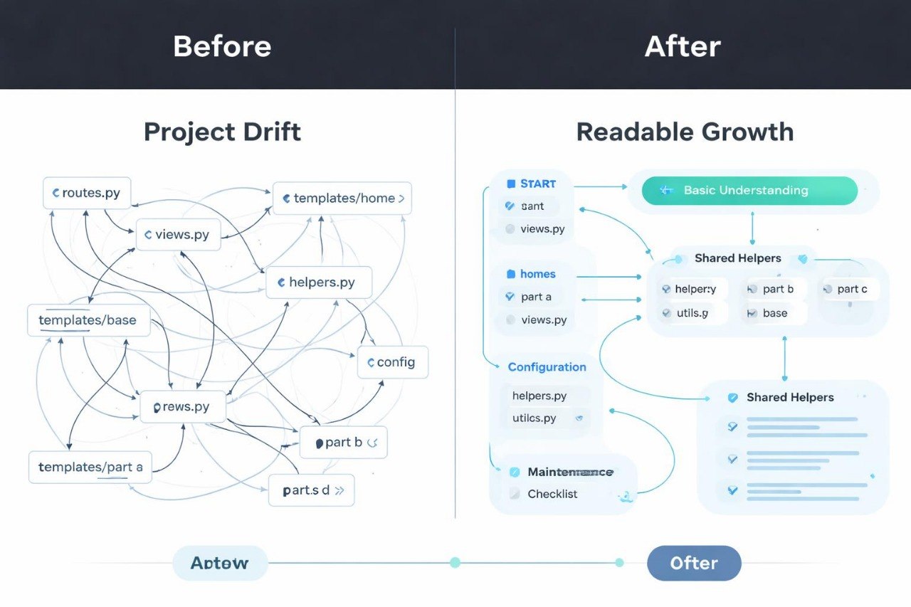 Comparison chart showing 'Project Drift' on the left and 'Readable Growth' on the right.