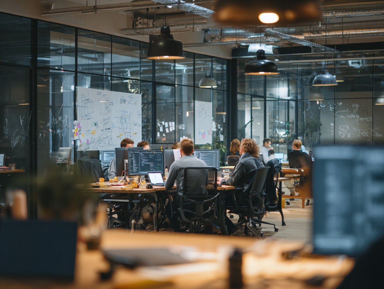 People programming in office