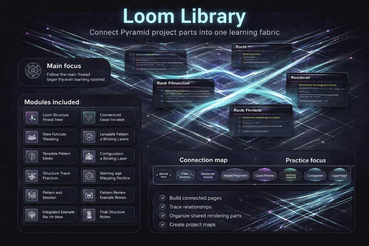 Loom Library interface with project parts and connections on a dark background