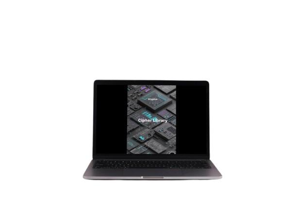 Laptop displaying a software interface on a white background